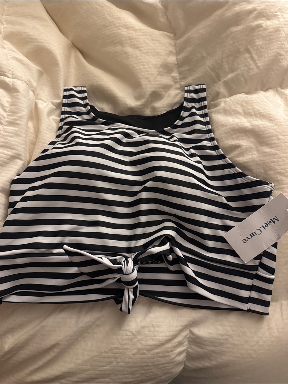 Striped Black & White swim top